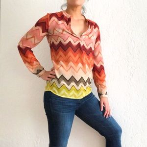 BANANA REPUBLIC Rainbow Chevron Stripe Boho Blouse